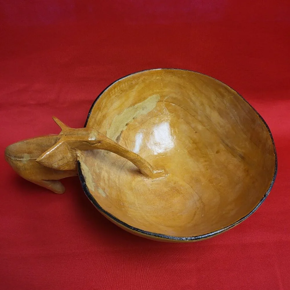 Vintage Wooden Handmade Elephant Bowl Dish Wood Carving